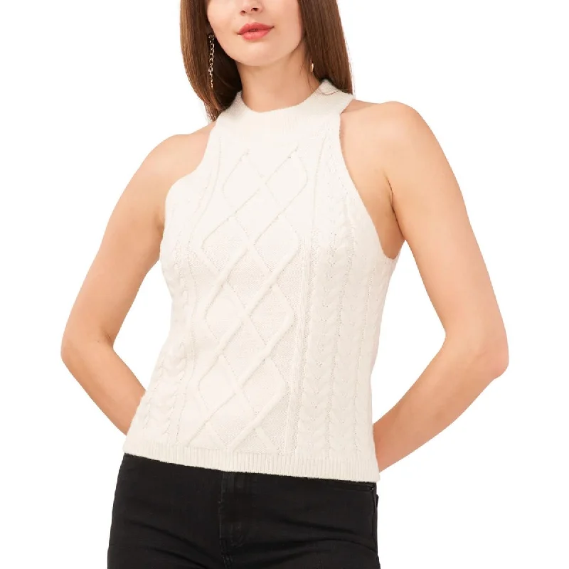 Effortless Elegance 1.State Womens   Crochet Vest Turtleneck Sweater