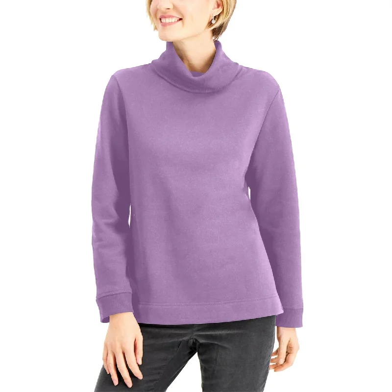 Simple Elegance Karen Scott Sport Womens Fleece Lined Pullover Turtleneck Sweater