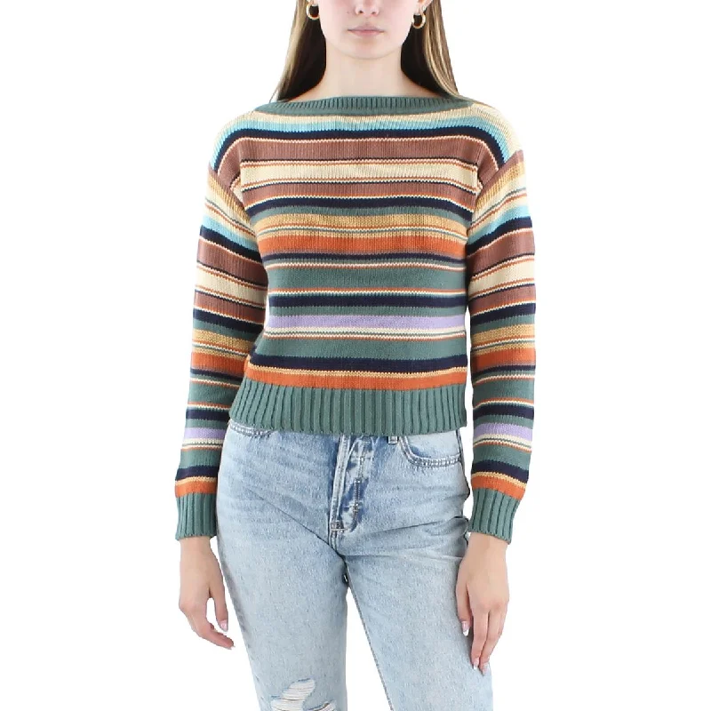 Soft Fashion Lauren Ralph Lauren Womens Petites Linen Knit Crewneck Sweater
