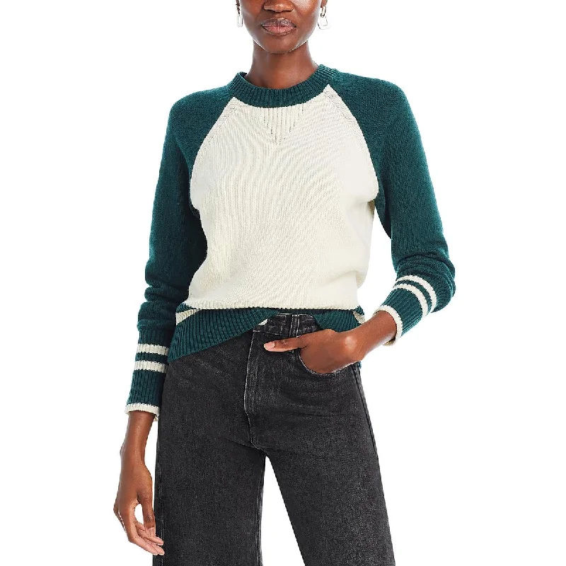 Stretch Design Veronica Beard Womens Stripes Mock Neck Pullover Sweater