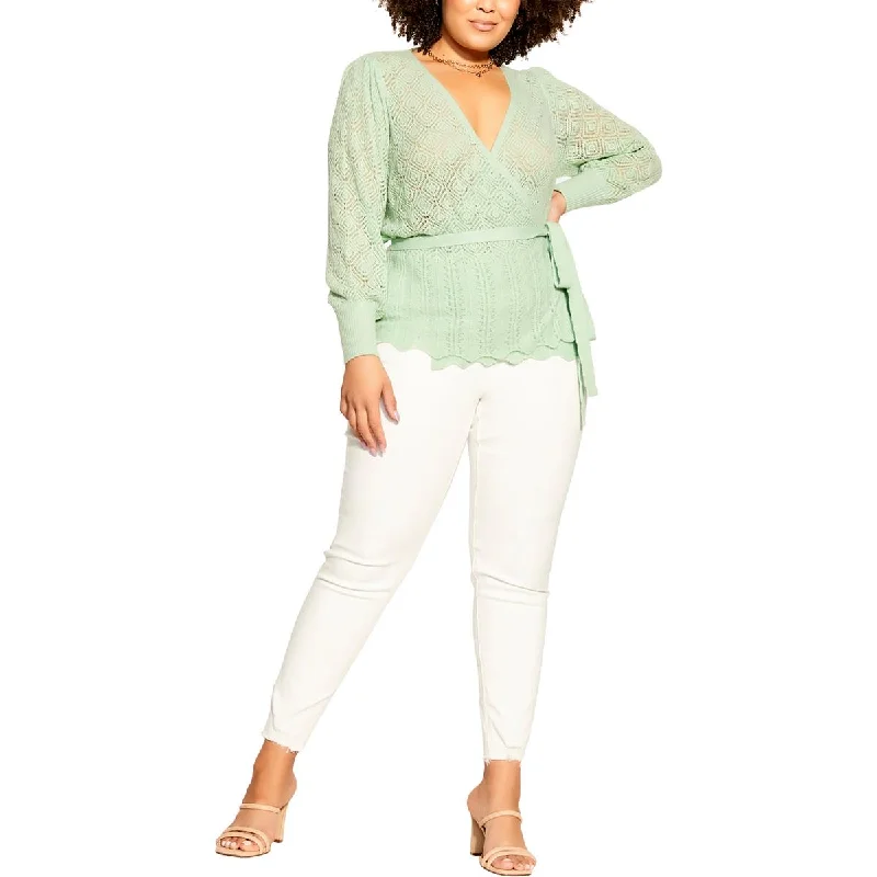 Soft And Comfortable City Chic Womens Crochet Trendy Cardigan Sweater
