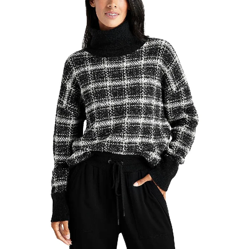 Perfect Tailoring Splendid Womens Plaid Metallic Turtleneck Sweater