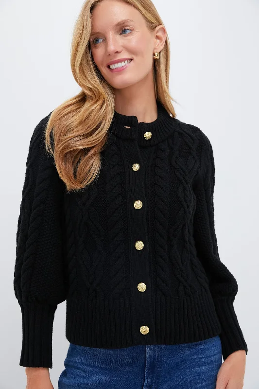 Classic Comfort Black Cotton Colette Cardigan