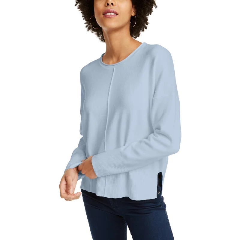 Modern Comfort French Connection Womens Della Ribbed Trim Crew Neck Sweater