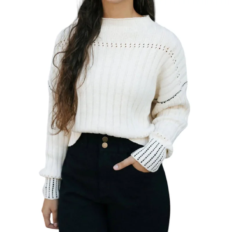 Trendy Casuals Stitched Sweater In Cream