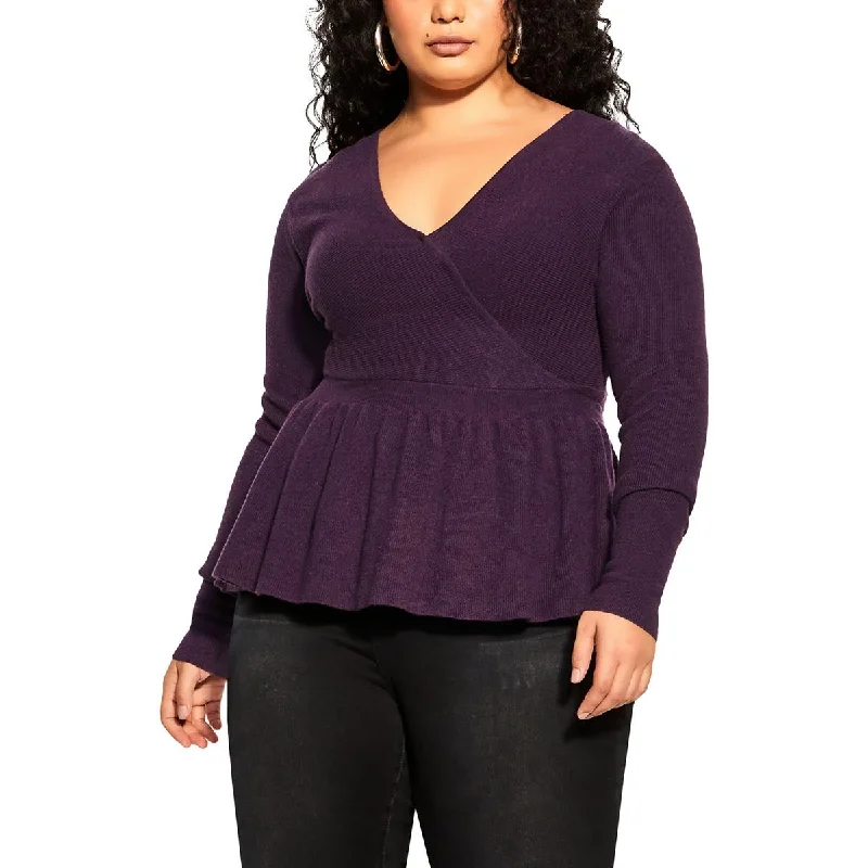 Perfect Tailoring City Chic Womens Cropped Shirt Wrap Sweater