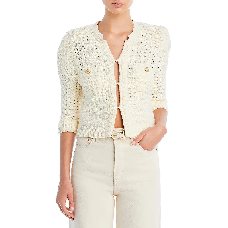 Comfortable And Versatile L'Agence Womens Delilah Textured Cotton Cardigan Sweater