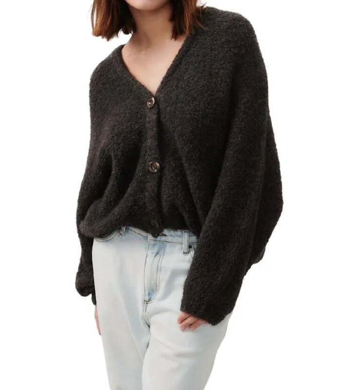 Comfortable Lounge Wear Zolly Cardigan In Anthracite Chine