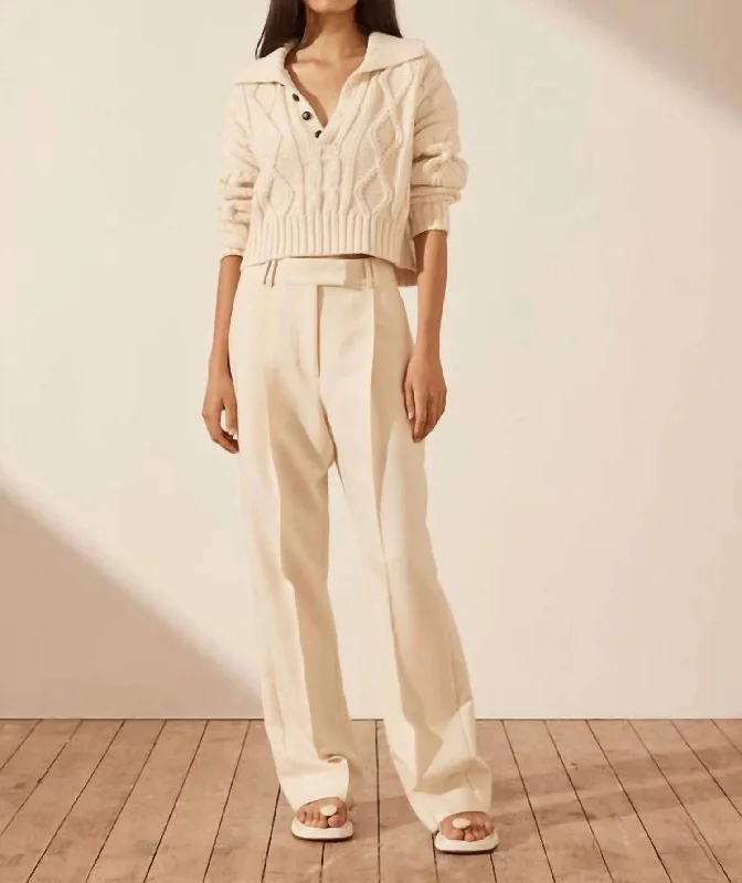 Urban Comfort Mercure Button Up Cable Jumper In White