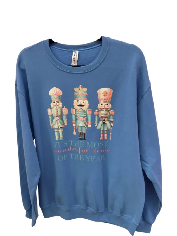 Exquisite Craftsmanship Women's Frosty Nutcracker Sweatshirt In Blue