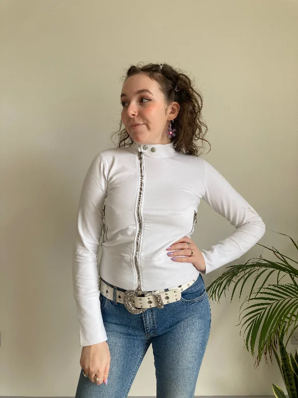 Comfortable Outfits White Y2K Zipup (XS-S)