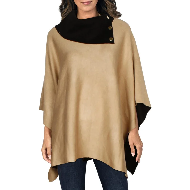 Wandering freely Womens Knit Embellished Poncho Sweater