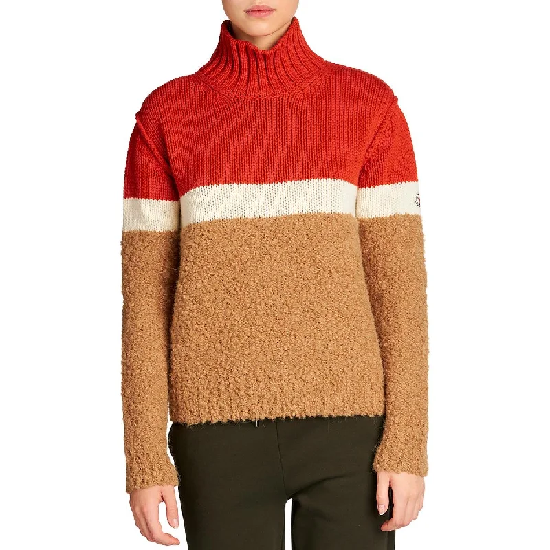 Fresh And Fashionable Moncler Womens Wool Mixed Media Mock Turtleneck Sweater