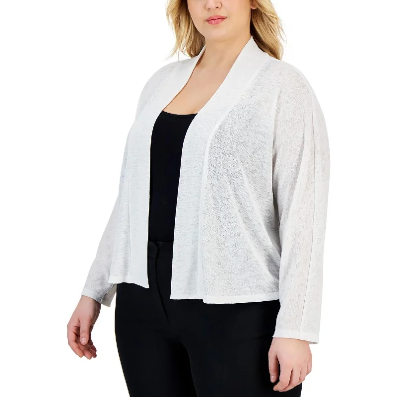 Sporty Wear Kasper Womens Plus Open Front Long Sleeve Cardigan Sweater