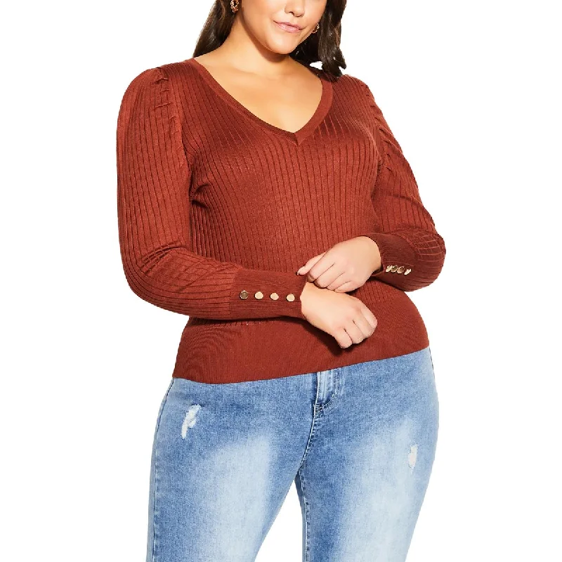 Versatile Items City Chic Womens V Neck  Pullover Sweater