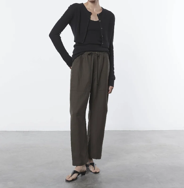 Versatile Itinerary Linen Open Knit Cardigan In Black
