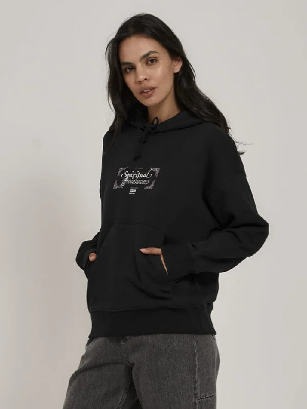 Stylish Layers Future Guidance Fleece Hood - Washed Black
