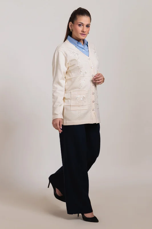 Classic Blazers CREAM-FULL SLEEVES CARDIGAN SWEATER (24X-060-66)