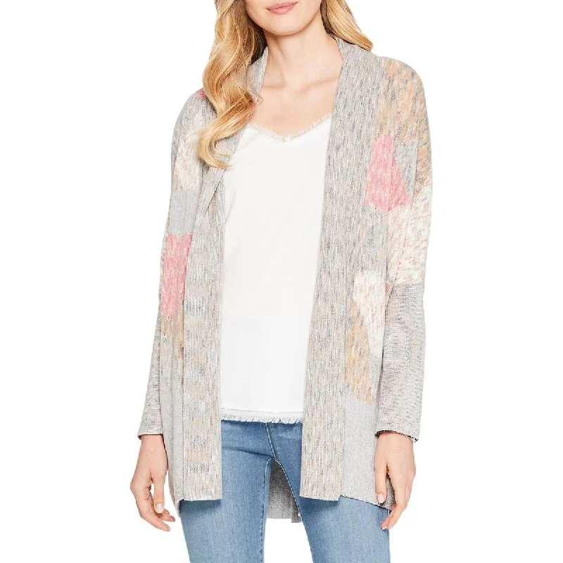 Trends Nic + Zoe Womens Around the Bend Printed Open Front Cardigan Sweater