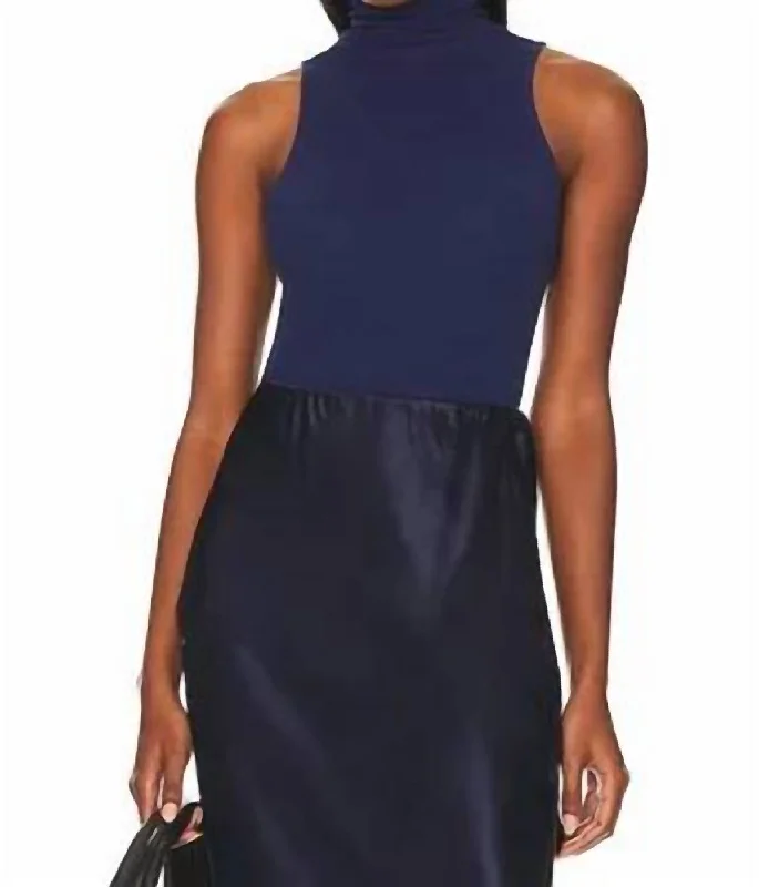 Versatile Casuals Cashmere Halter Turtleneck In French Navy