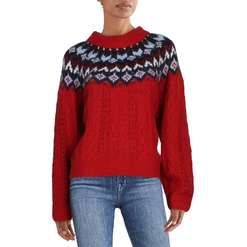Classic Series Rag & Bone Womens Willow Fairisle Wool Blend Printed Pullover Sweater