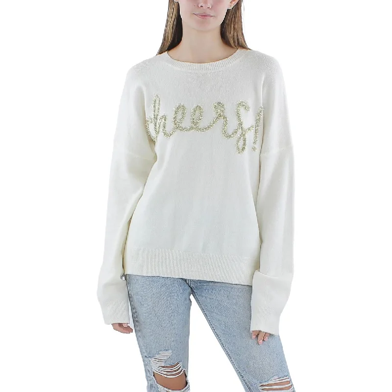 Luxury Customization Gilli Womens Cheers Ribbed Trim  Pullover Crewneck Sweater