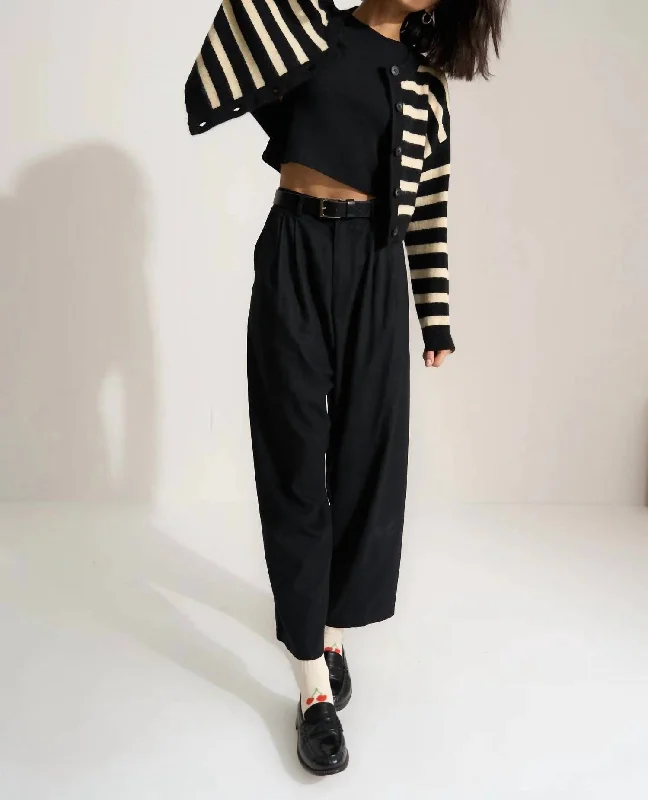 Quality Tailoring Fiona Stripe Cardigan In Black & White