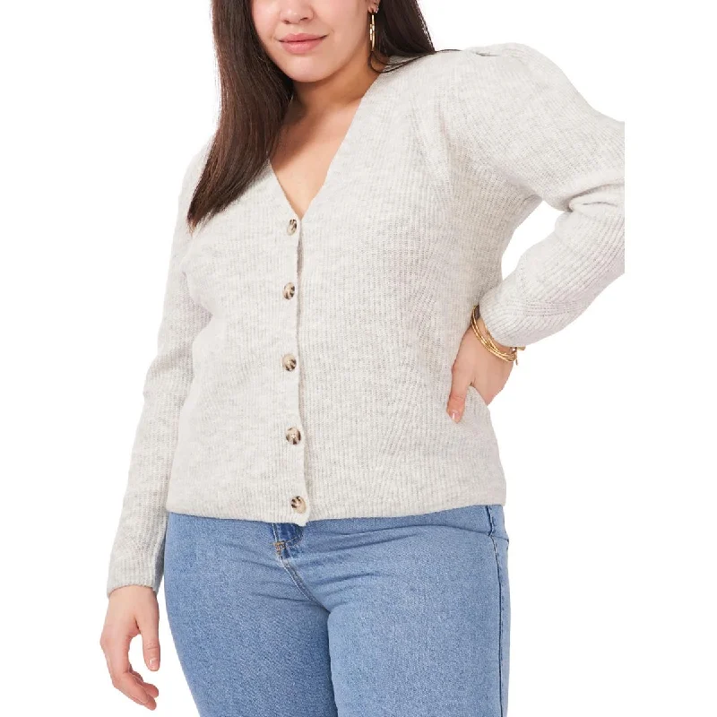 Luxury Classic 1.State Womens Plus Warm Puff Sleeves Button-Up