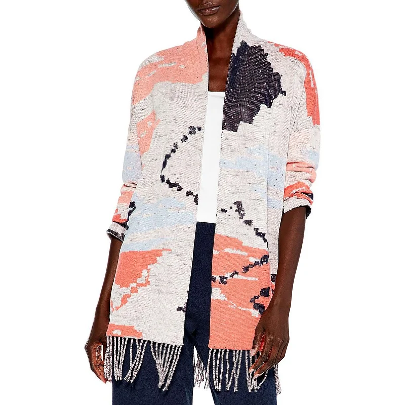 Free And Comfortable Nic + Zoe Womens Fringe Open Front Cardigan Sweater