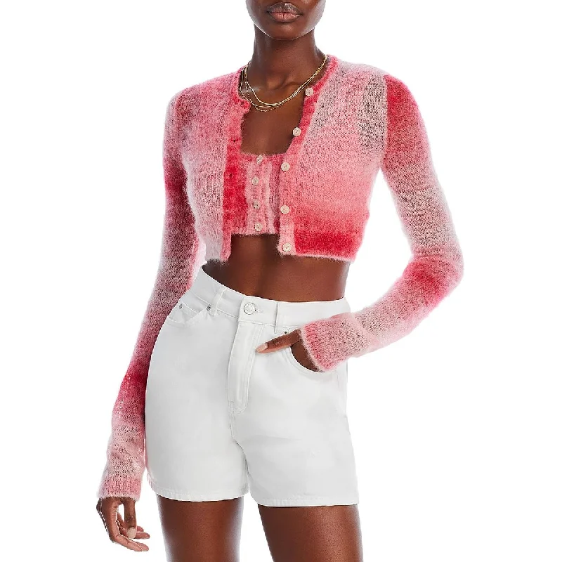 Breezy Style RE/DONE Womens Crop Alpaca Cardigan Sweater
