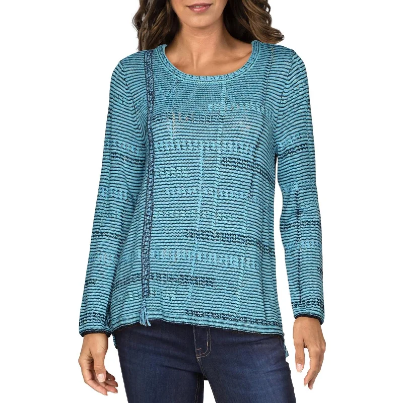 Soft Touch Nic + Zoe Womens Printed Fringed Sweater