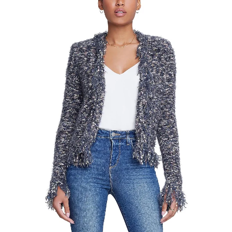 Chic Comfort Wear Womens Eyelash Open Front Cardigan Sweater