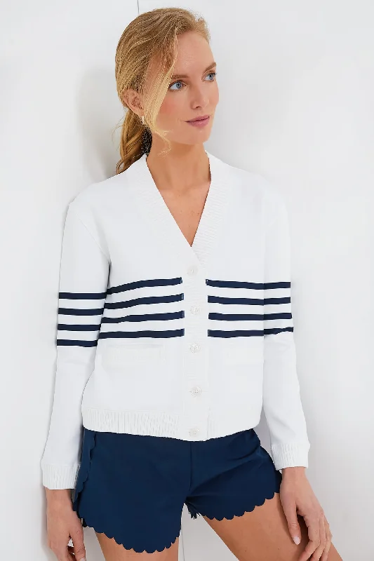 Personalized Design White Striped Charley Cardigan