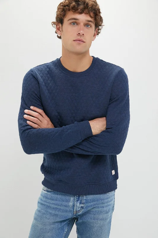 Fashion Must-have Mid Blue Corbet Quilted Crewneck Sweater