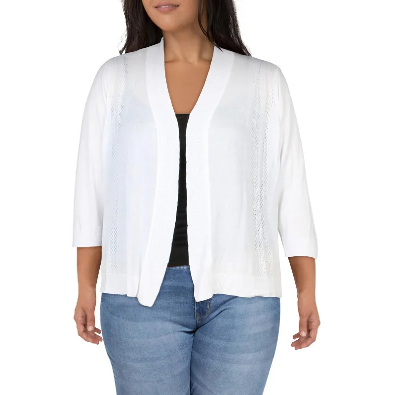 Easy Fashion Belldini Womens Plus Open Front Eyelet Cardigan Sweater