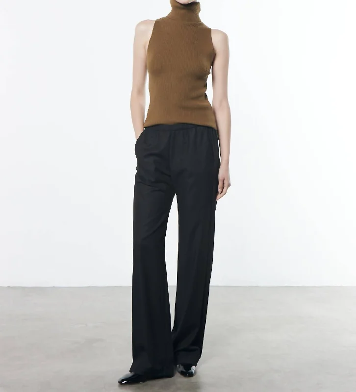 Cozy Chic Wear Rib Sleeveless Turtleneck Sweater In Olive