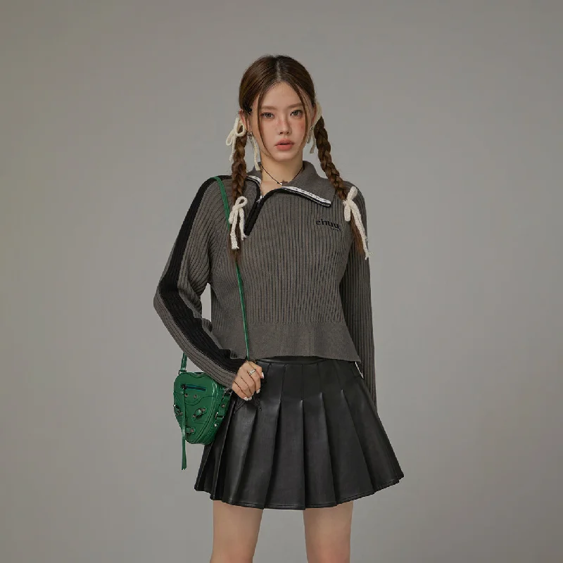 Fashionable Comfort Diagonal Zipper Knit Sweater