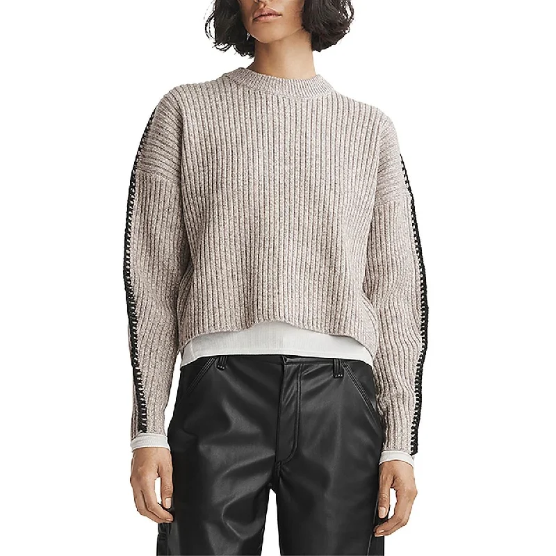 Retro Prints Rag & Bone Womens Ingrid Heathered Ribbed Pullover Sweater