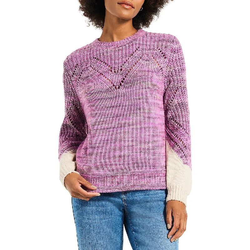 High Street Fashion Nic + Zoe Womens   Eyelet Ribbed Pullover Sweater
