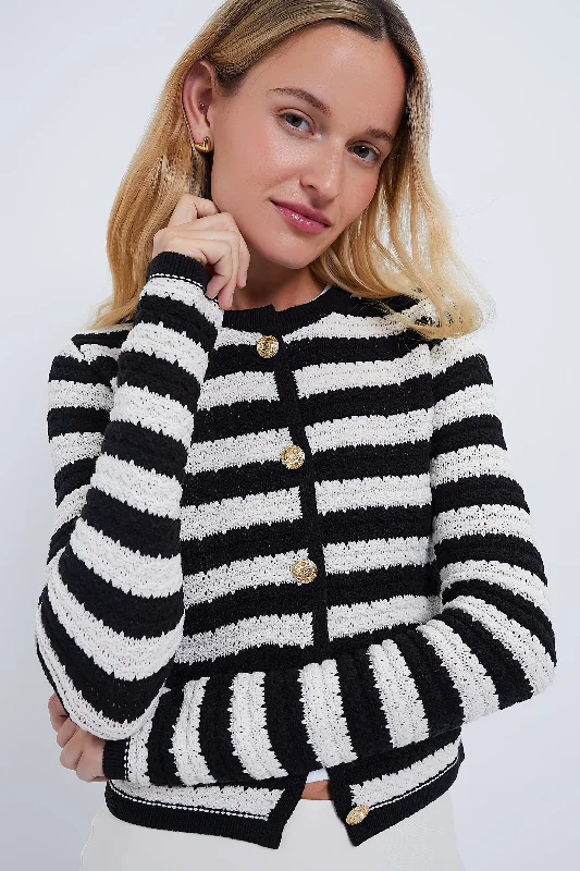 Street Fashion Black and White Striped Cardigan