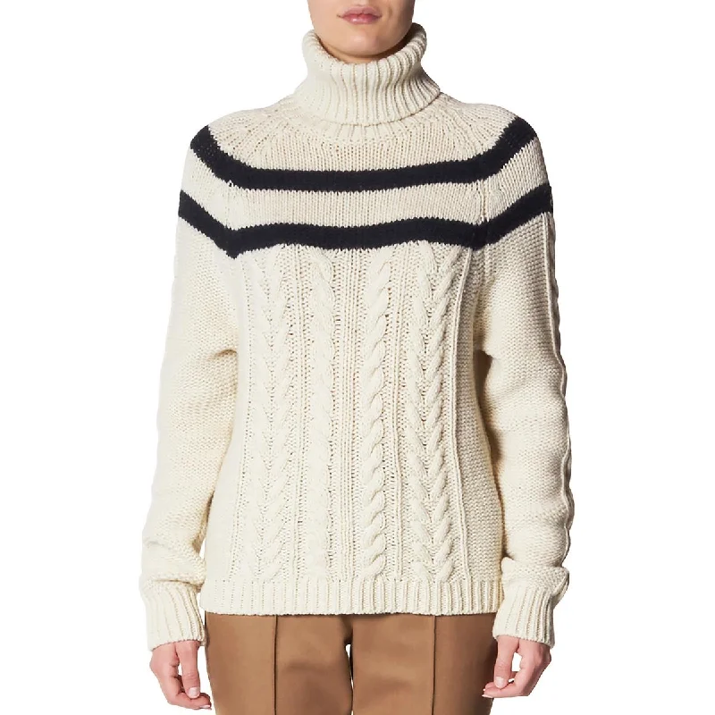 Basic Version Moncler Womens Cashmere Open Stitch Turtleneck Sweater