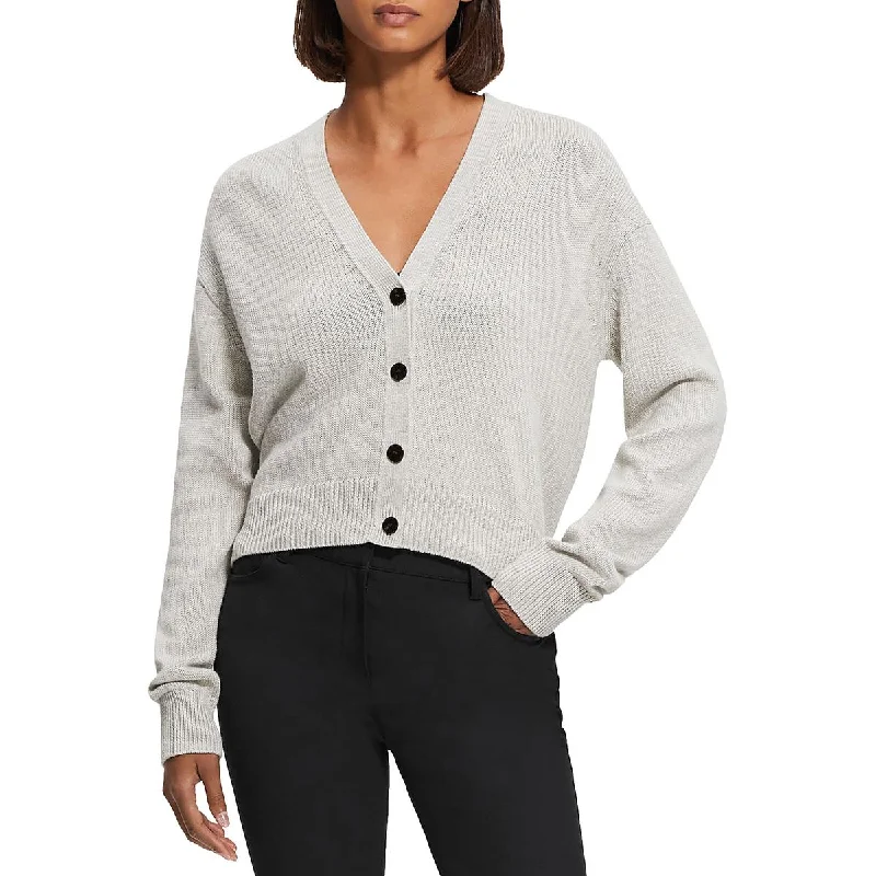 Innovative Design Theory Womens Ribbed Trim  Cotton Cardigan Sweater