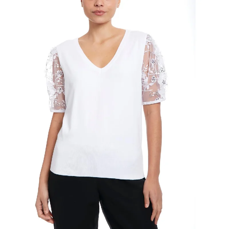 Autumn Selection Joseph A. Womens Illusion Applique V-Neck Sweater