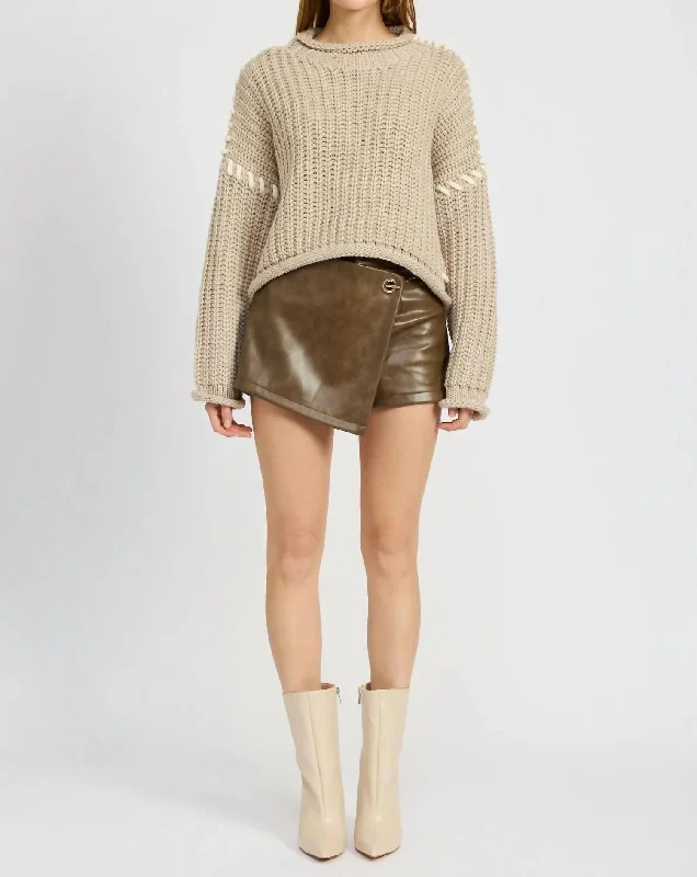 British Style Alyza Knit Top In Beige/gray