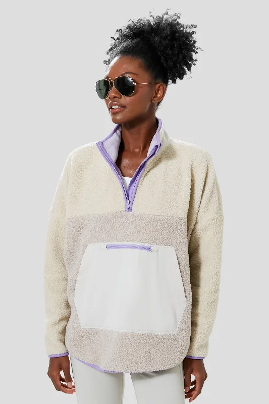 Ethnic Style Gray and Lilac Fleece Cady Quarter Zip
