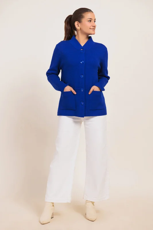 Comfy Suits BLUE-ROUND NECK FULL SLEEVES CARDIGAN SWEATER (24X-059-66)
