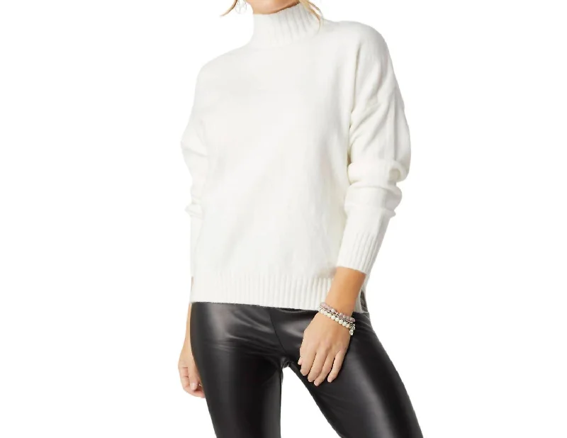 Comfortable Series Winter Haylo Soft Mock Neck Sweater In White