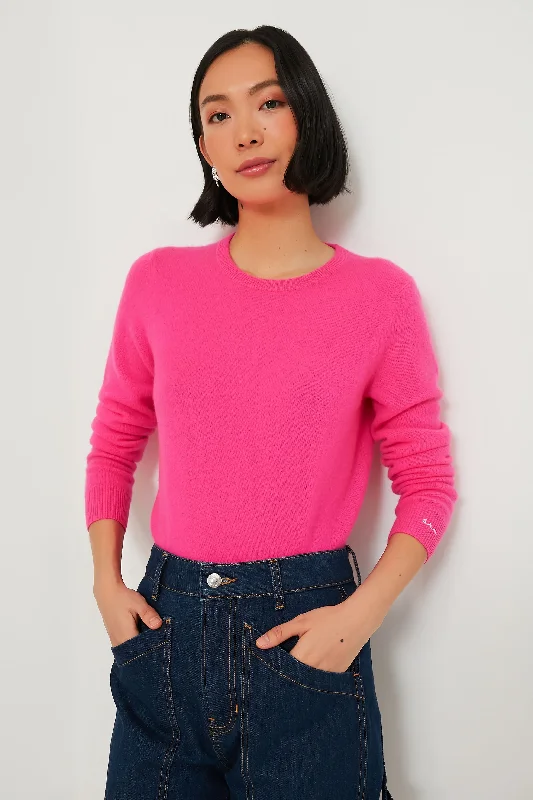 Unique Fashion Hot Pink Cashmere Crewneck Sweater