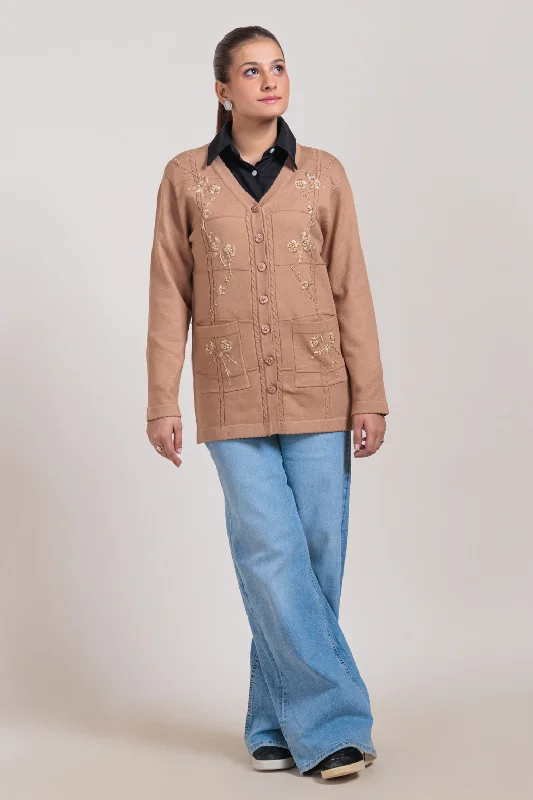 Relaxed Streetwear BRONZE-FULL SLEEVES CARDIGAN SWEATER (24X-060-66)