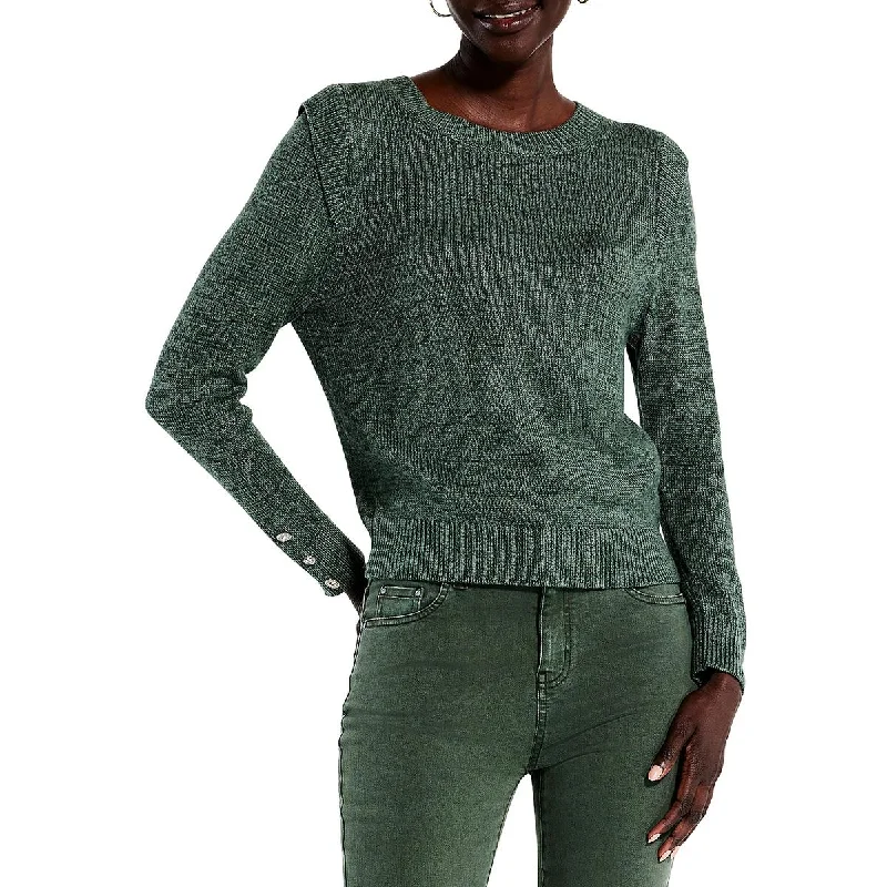 High-end Fashion Nic + Zoe Womens Playful Heathered Button Detail Pullover Sweater